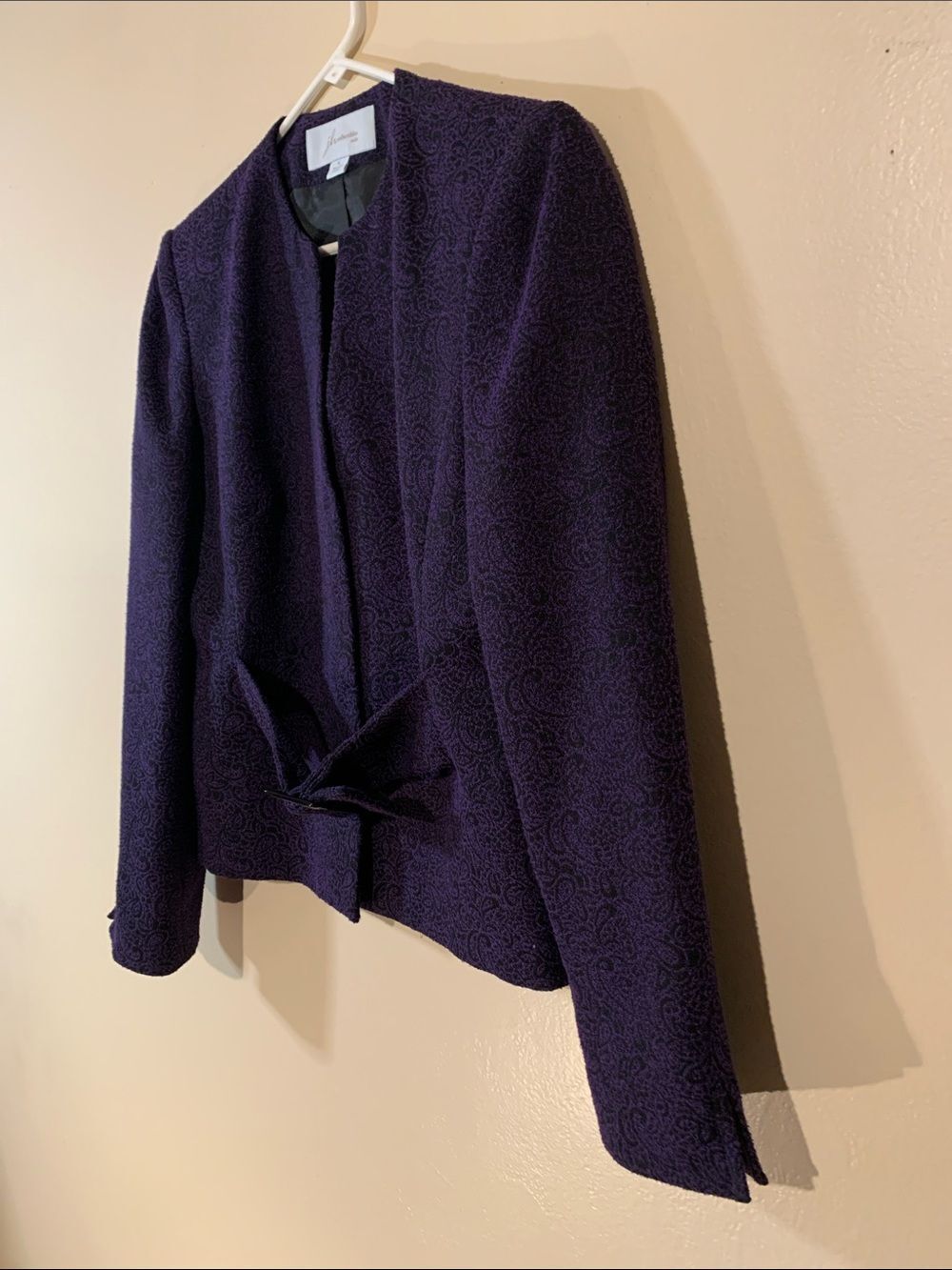 JH Collectibles Deep Purple Textured Open-Front Jacket size 6 Tailored